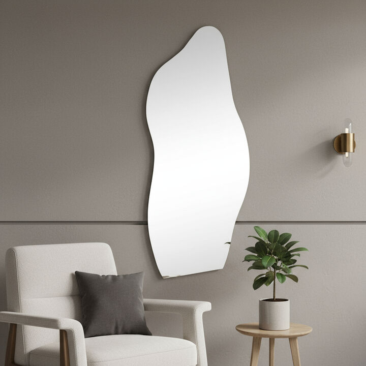 HomeRoots 71" Clear Abstract Frameless Accent Mirror
