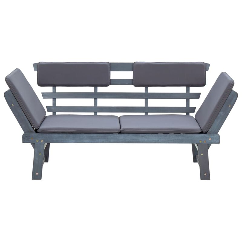 vidaXL Garden Bench with Cushions 2-in-1 74.8" Gray Solid Acacia Wood