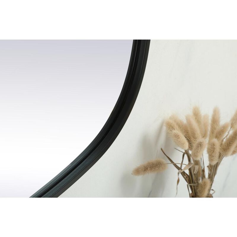 Elegant Decor Metal Frame Oval Mirror 24x60 Inch in Black