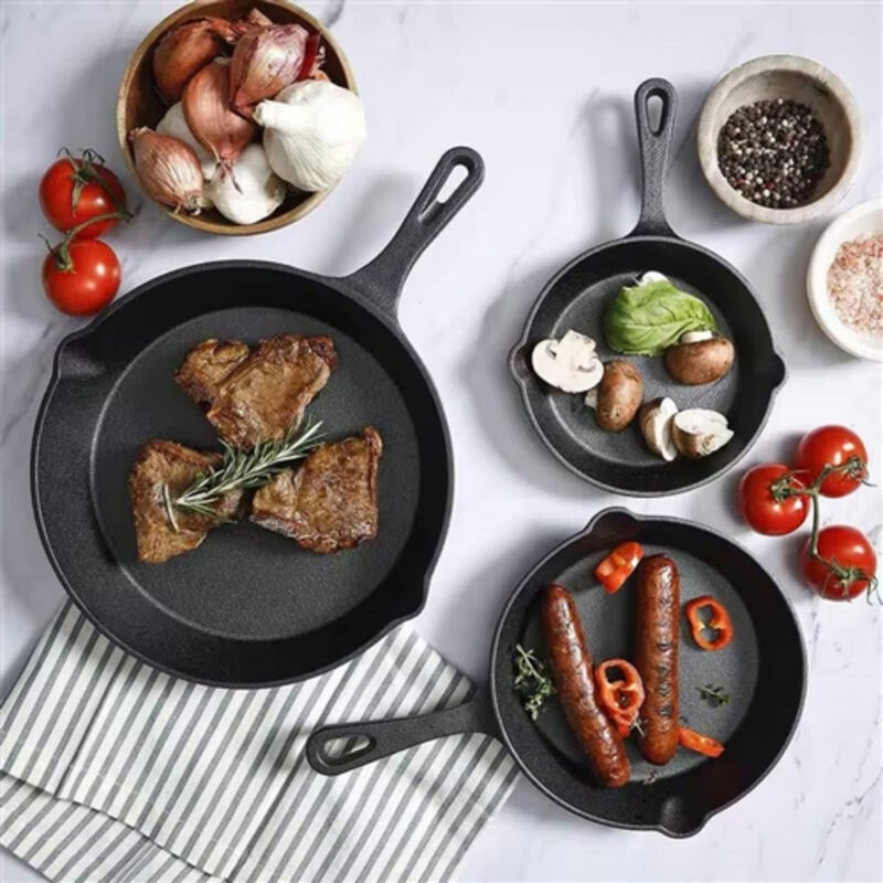 Pre-Seasoned Cast Iron 3-Piece Skillet Frying Pan Set Perfect for Indoor & Outdoor Cooking image number 4