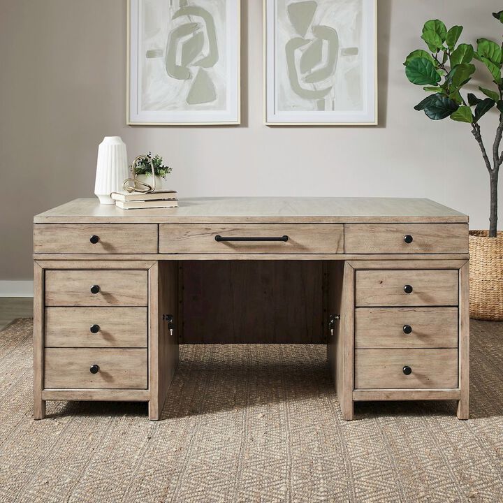 Liberty Furniture Executive Desk with Keyboard Tray Locking File Drawers Home Office Storage