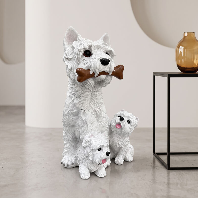 Vodcur 3 West Highland White Terrier Garden Statues image number 2