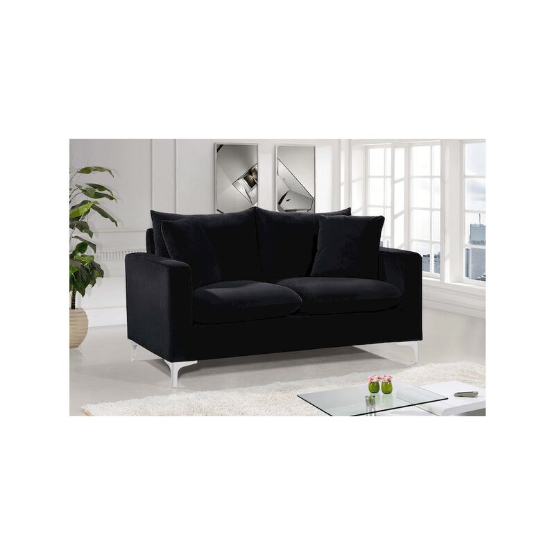 Meridian Furniture Naomi Black Velvet Loveseat