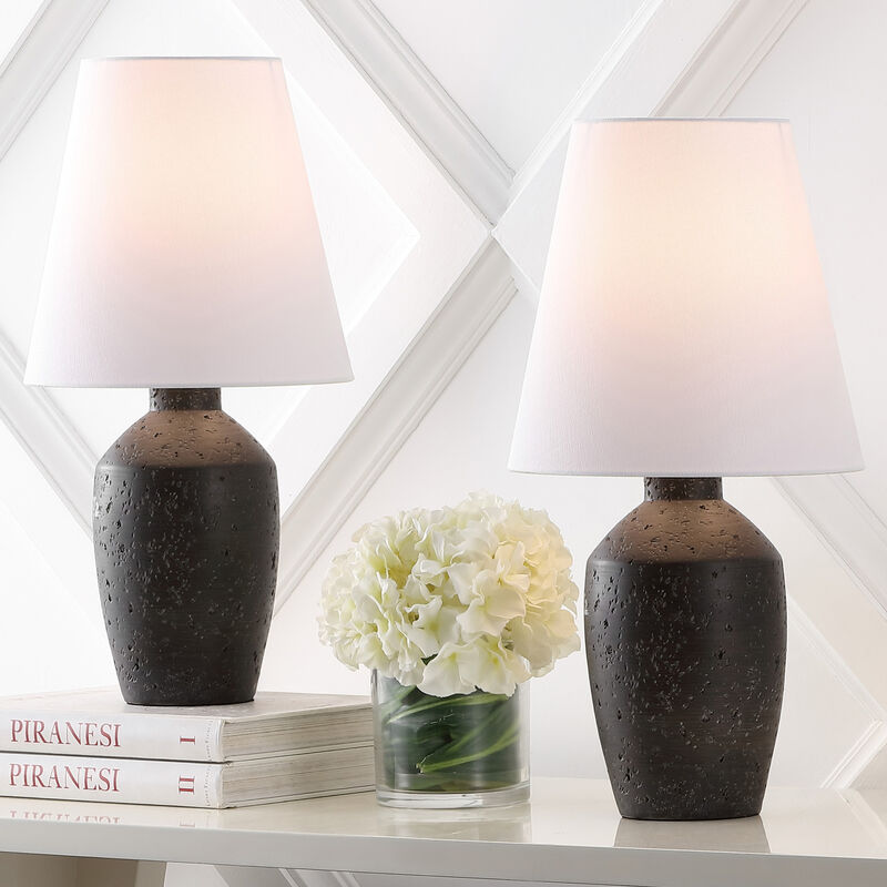Xander 19.5" Minimalist Scandinavian Concrete Effect Resin/Iron Ginger Jar LED Table Lamp