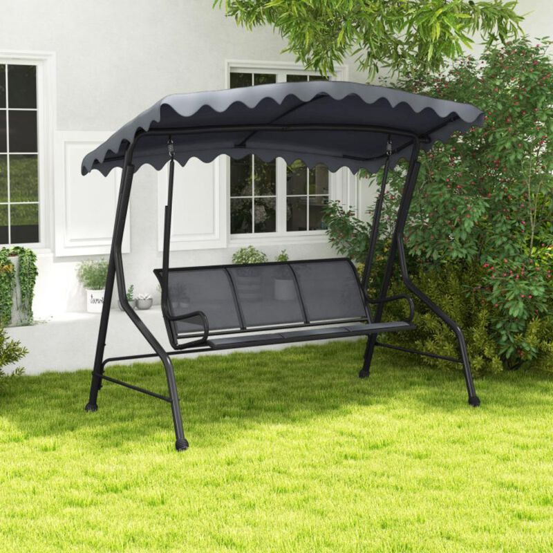 Hivvago 3-Seat Outdoor Porch Canopy Swing with Adjustable Shading