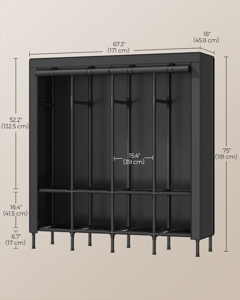 Bedroom Wardrobe Closet with Hanging Rails for Organized Clothing Storage