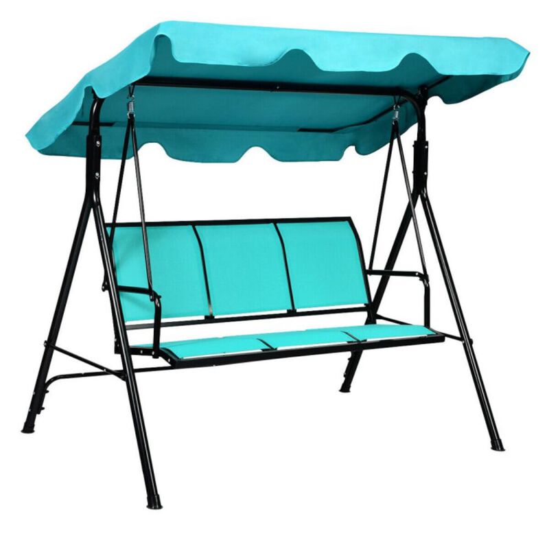 Hivvago 3 Person Steel Frame Patio Swing with Polyester Angle and Adjustable Canopy