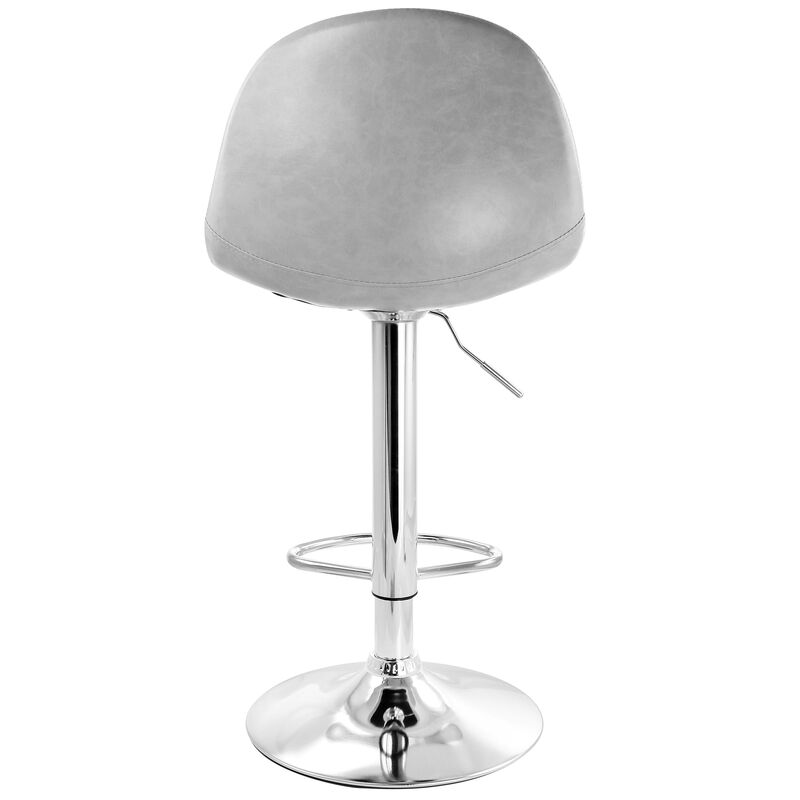 Elama 2 Piece Adjustable Distressed Faux Leather Bucket Bar Stools in Gray with Chrome Base image number 5