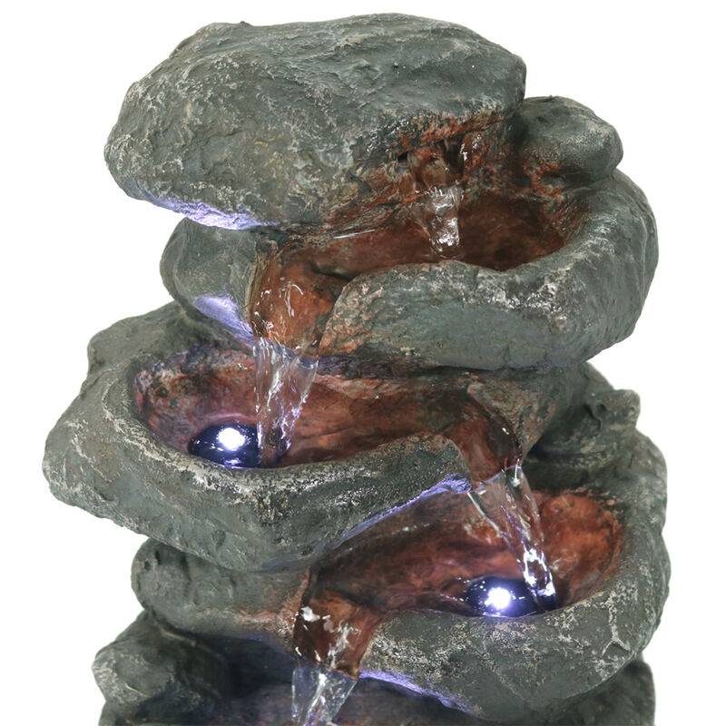 Sunnydaze Stacked Rocks Polyresin Indoor Water Fountain with LED - 10.5 in image number 3