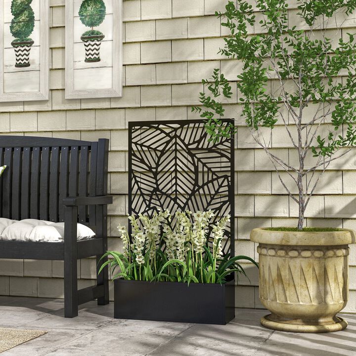 Hivvago Outdoor Metal Privacy Screen with Planter Box