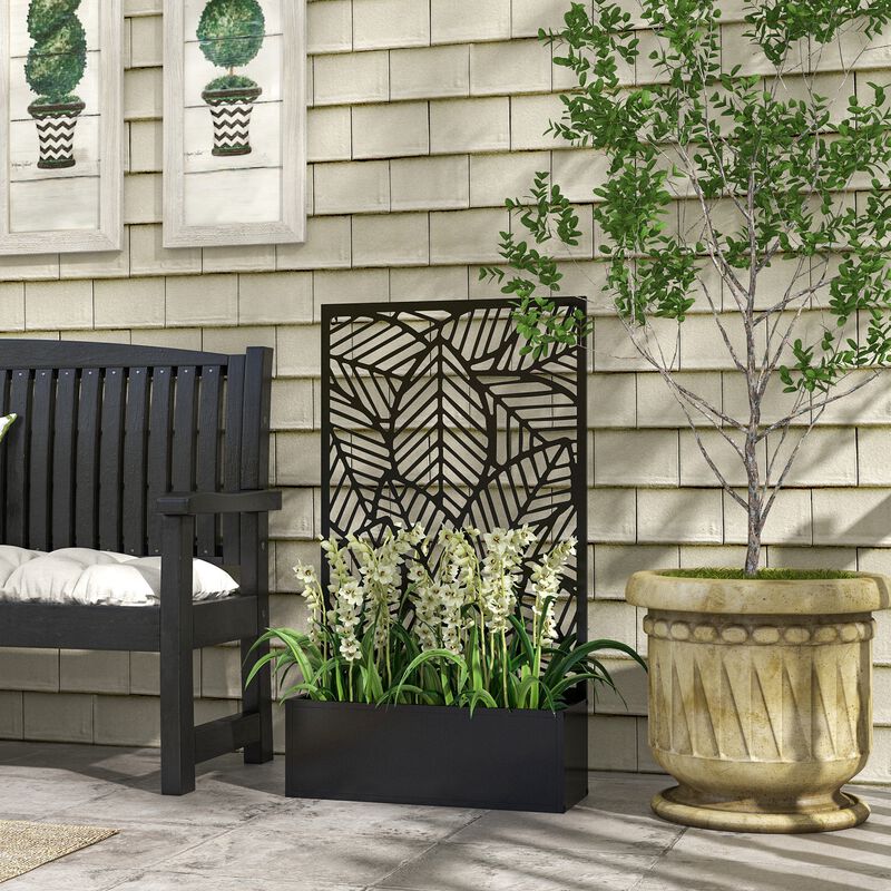 Hivvago Outdoor Metal Privacy Screen with Planter Box image number 1