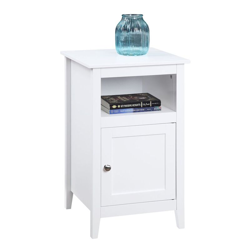 Convenience Concepts Designs2Go End Table with Storage Cabinet and Shelf, White