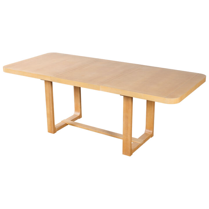 Merax Solid Wood Extendable Dining Table with Spacious Rectangular Top, Reinforced Base