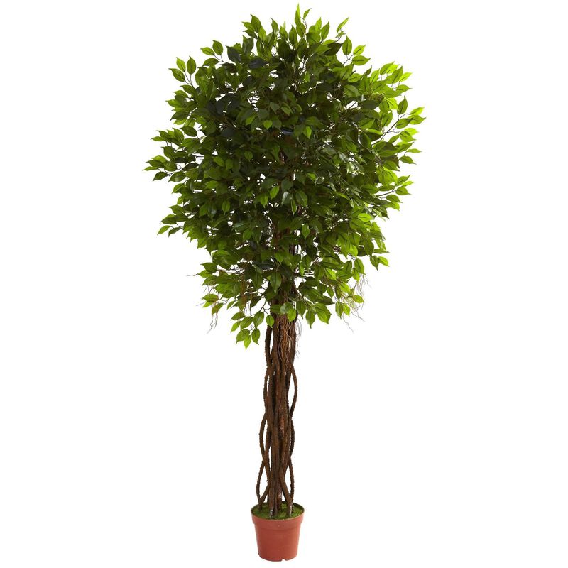 Nearly Natural 7.5-ft Ficus Tree UV Resistant w/1764 Lvs & 12 Vines (Indoor/Outdoor)