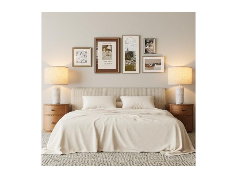 Dimmable USB C Farmhouse Modern Ceramic Bedside Lamps Set Of 2 For Living Room image number 3