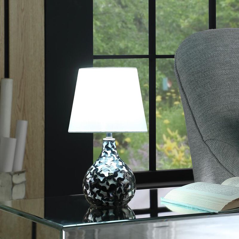 Hivvago 12" Black Table Lamp With White Globe Shade
