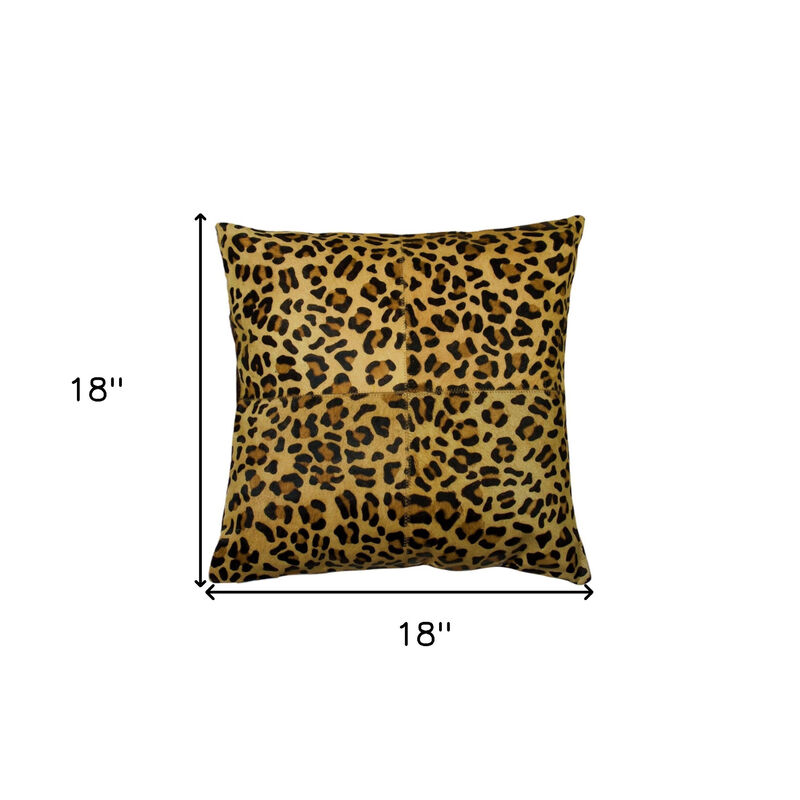 HomeRoots Set of Two 18" Brown and Black Leopard Cowhide Throw Pillows image number 4