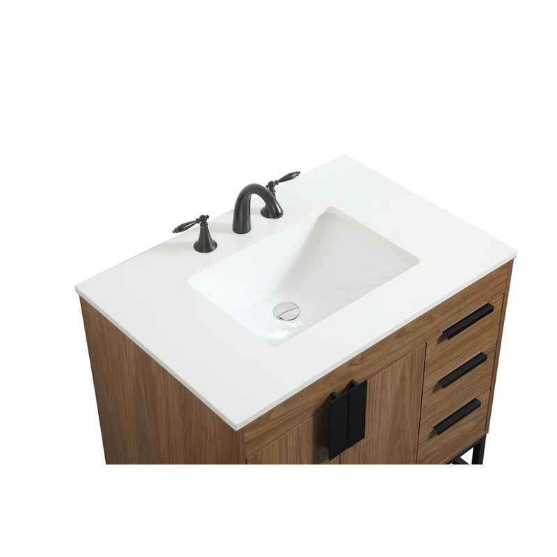 Elegant Kitchen and Bath 32 inch Single bathroom vanity in walnut brown