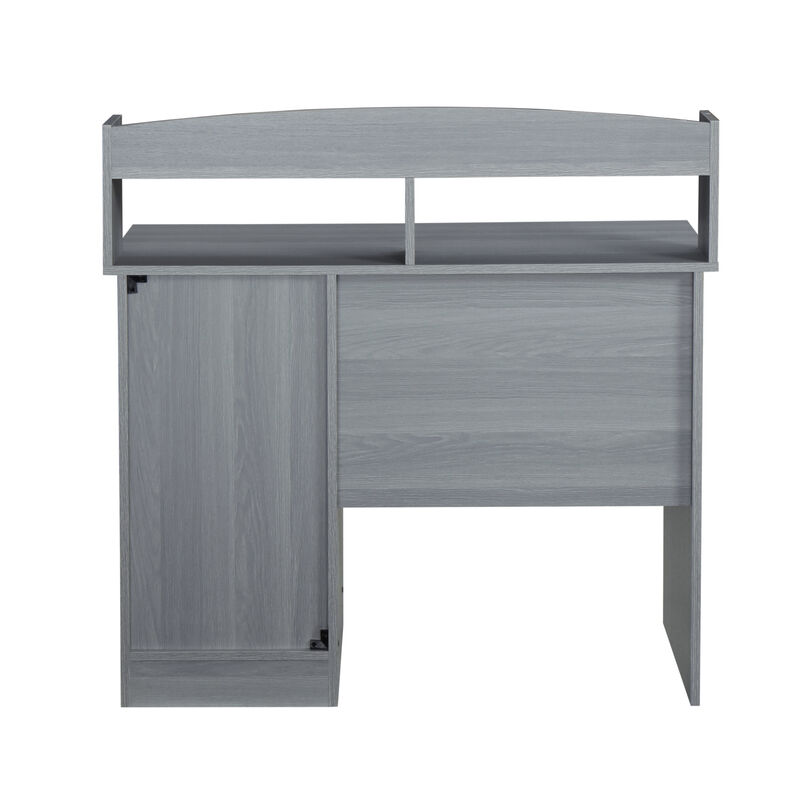 Modern Office Desk with Hutch, Grey