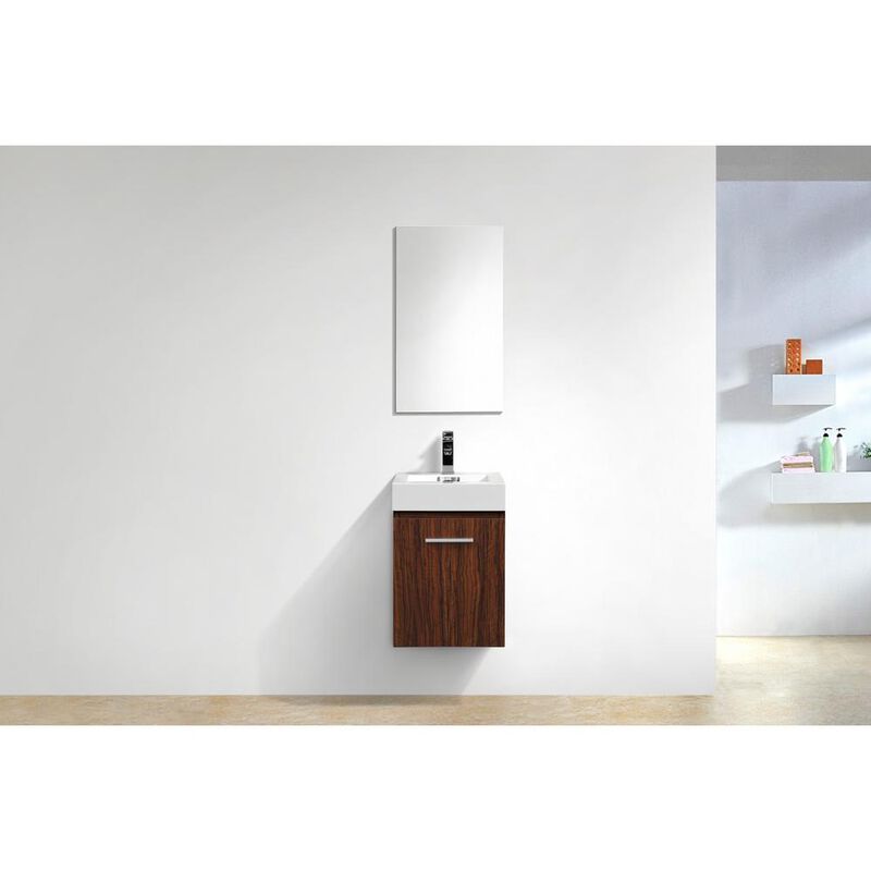 Kubebath Bliss 16 Walnut Wall Mount Modern Bathroom Vanity
