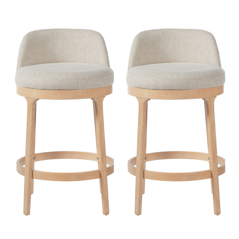 Christopher Knight Home Cecile Modern Rubberwood Upholstered Bar Stools (Set of 2) image number 0