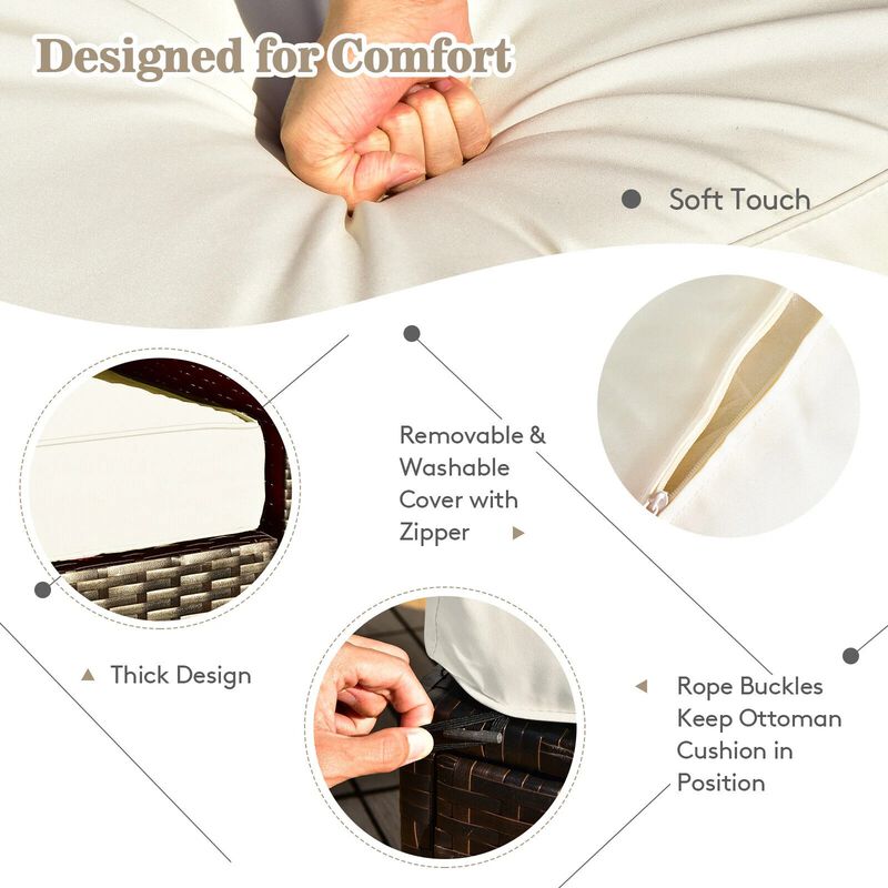 Mondawe 8 Pieces Patio Space-Saving Rattan Furniture Set with Storage Box and Waterproof Cover