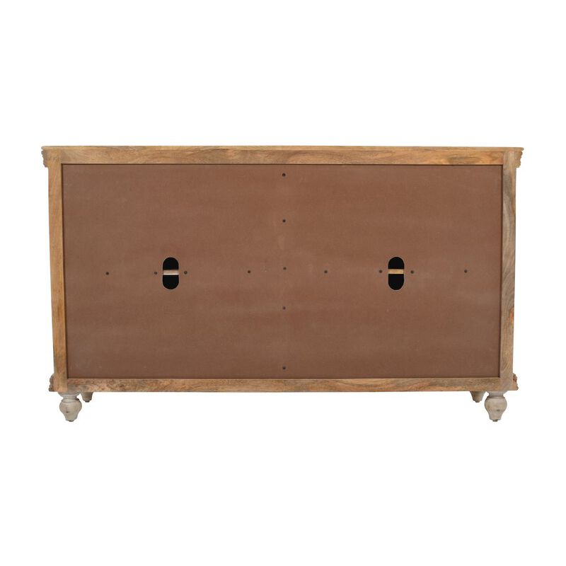 Jofran Adele 71 Hand Carved Solid Wood Rustic Four-Door Sideboard Cabinet