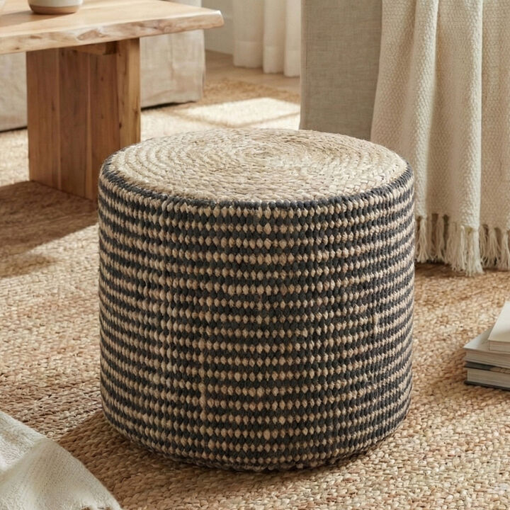 Simpli Home Larissa Round Braided Pouf