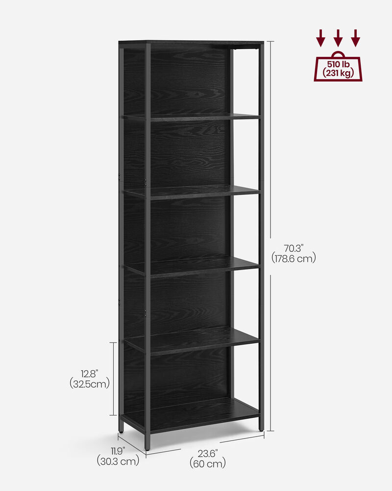 6-Tier LED Bookcase with Adjustable Lighting – Lighted Display Shelf for Bedroom, Office or Lounge Setup