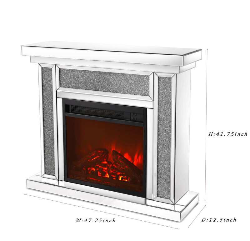 Streamdale Acrylic Diamond Mirror Mantelpiece with Electric Heater