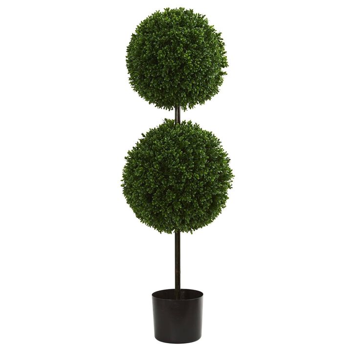 Nearly Natural 3.5-in Boxwood Double Ball Topiary UV Res (Indoor/Outdoor)