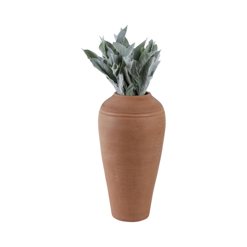16x9" Terracotta Ribbed Floor Vase, Natural image number 1