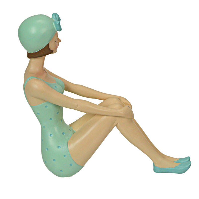 Retro Bathing Beauty Beach Girl Green Polka Dot Swimsuit Resin Figurine Home image number 2