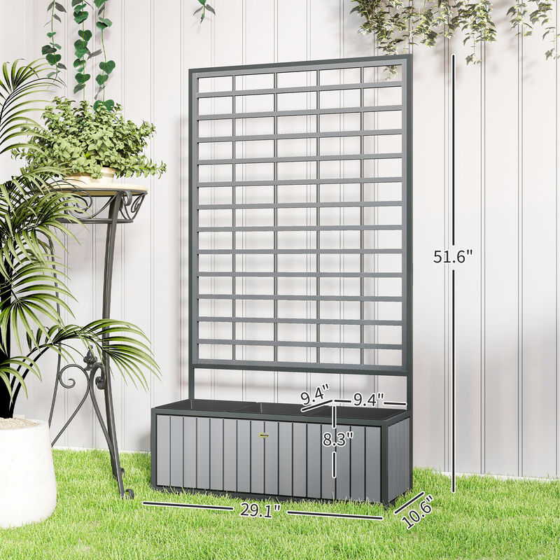 Hivvago Elevated Wooden Planter with Trellis and Pots image number 2