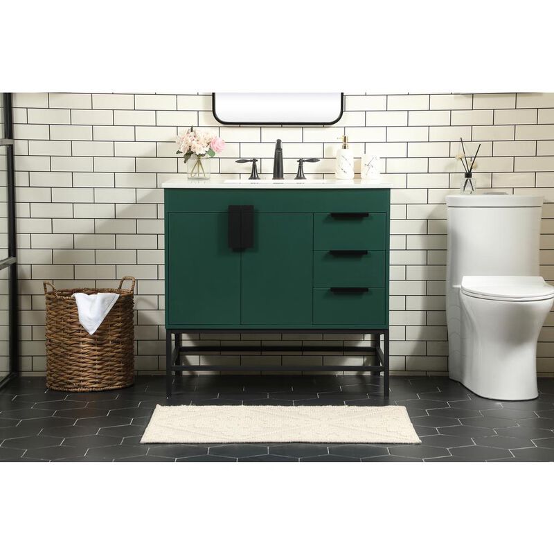 Elegant Kitchen and Bath 36 inch Single bathroom vanity in green