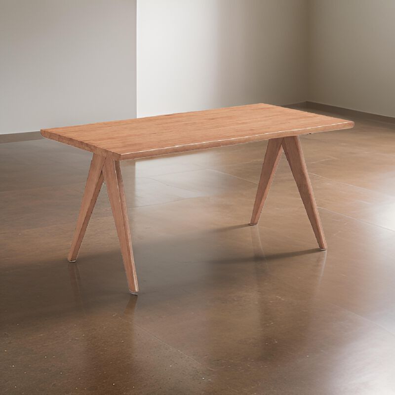 Tina 63 Inch Dining Table, Rectangular, Live Edge Natural Brown Wood image number 1