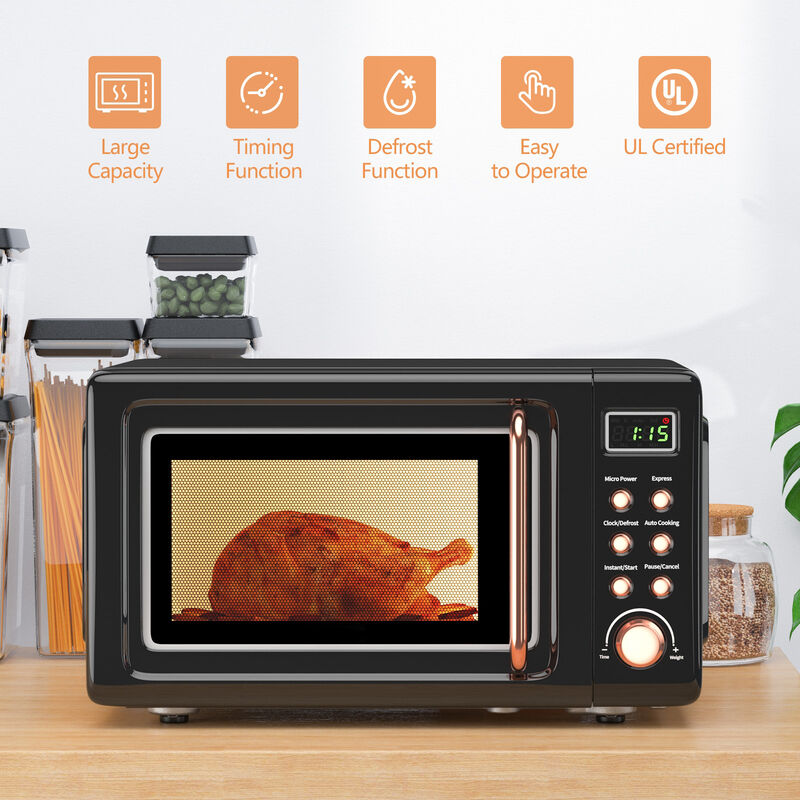 Retro Countertop Microwave Oven 700W with 5 Power Levels for Home Kitchen image number 3
