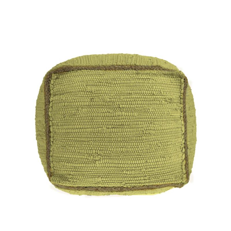 Hivvago 18 Inch Citron and Natural Cotton And Jute Cube Pouf Ottoman