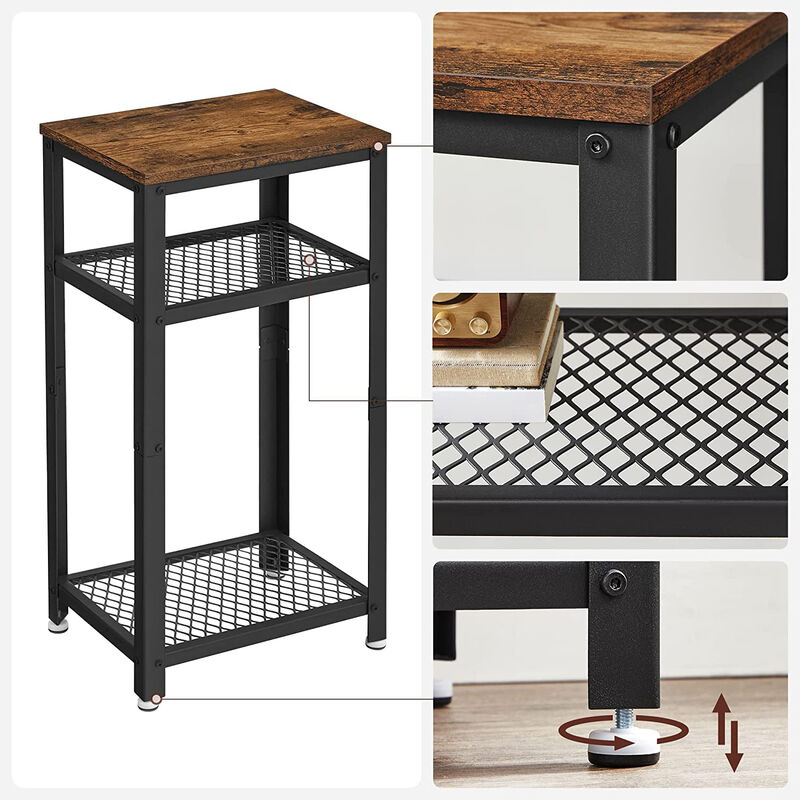 Side Table with 2-Tier Mesh Shelves – End Telephone Table Design