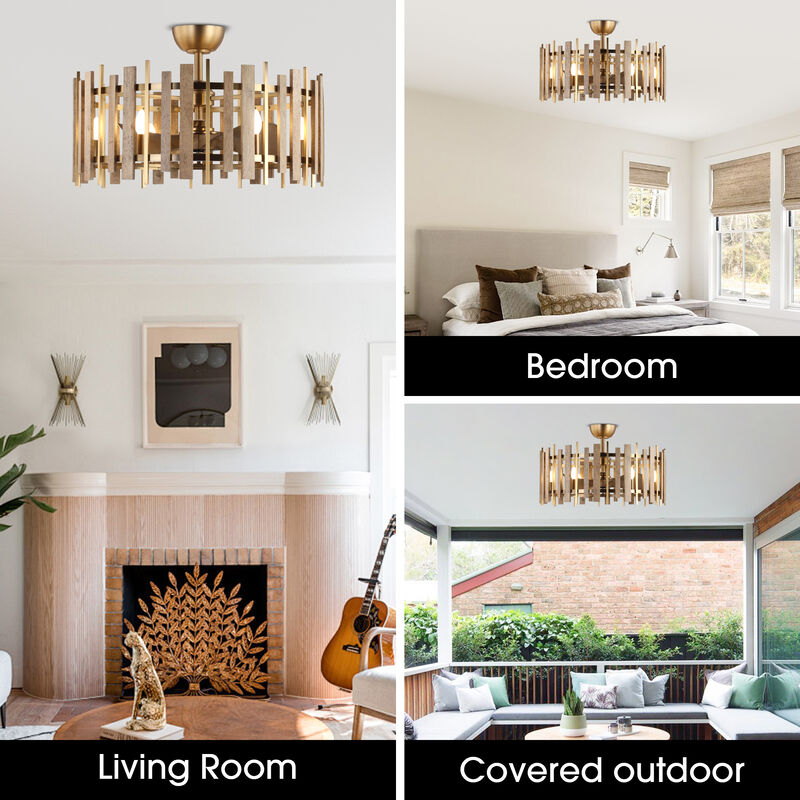 31 in. Brass Caged Fence Ceiling Fan with Light and Remote