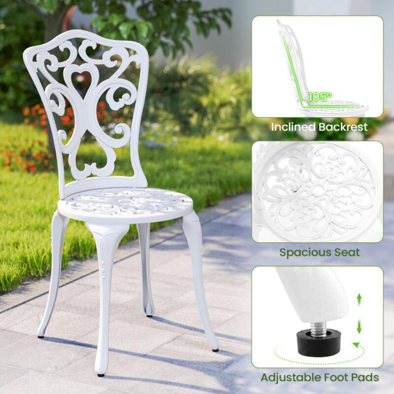 Hivvago 3 Piece All Weather Cast Aluminum Bistro Chairs and Table with Umbrella Holes