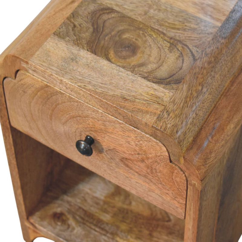 Artisan Furniture Solid Wood Newton Mini Oak-ish Nightstand with a drawer and open shelf