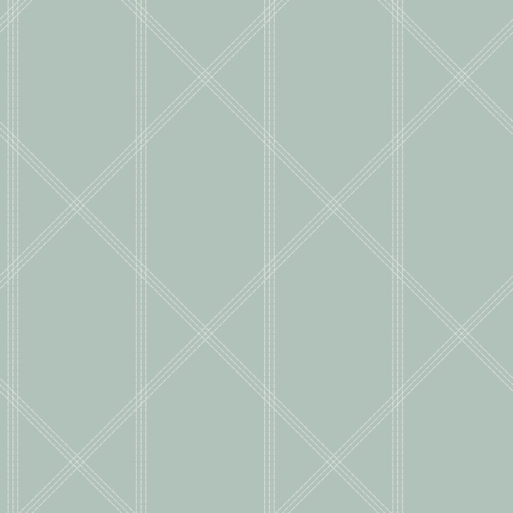 Walcott Seafoam Stitched Trellis Wallpaper (Set of 2)