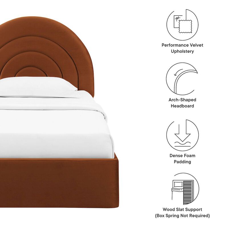 Solana Arched Performance Velvet Twin Platform Bed image number 2