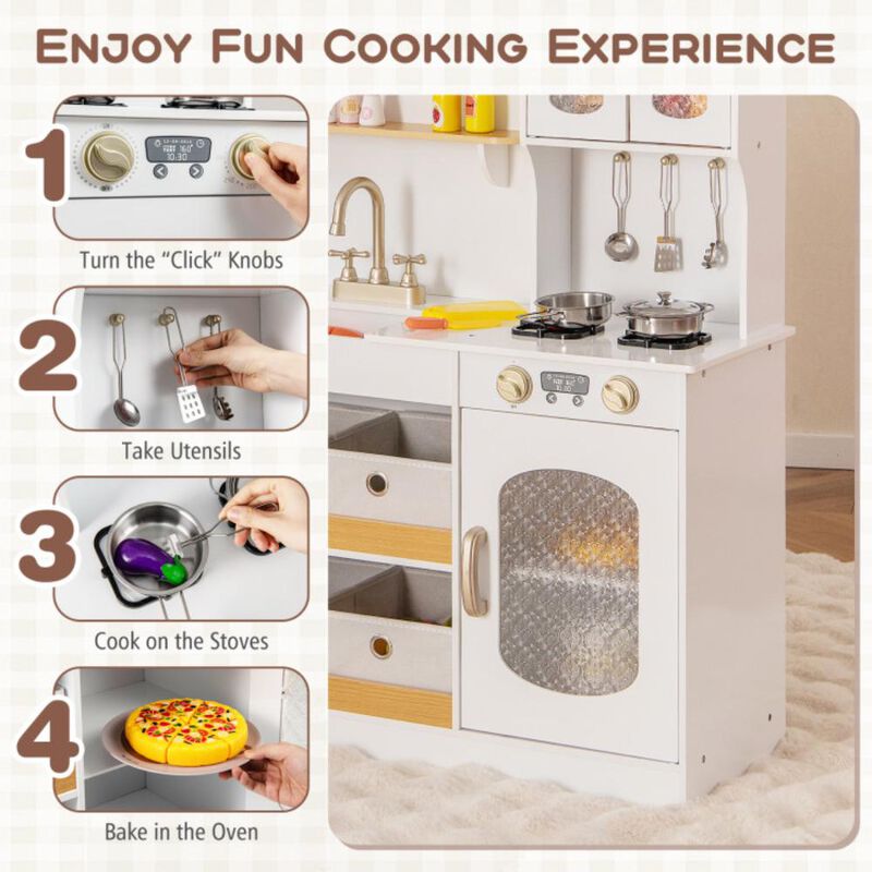 Hivvago Kids Kitchen Playset with Cooking Accessories and Toy Cuttable Veggies