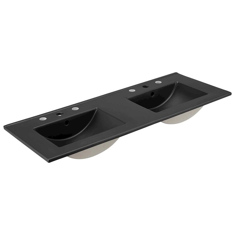 Modway Cayman 48 Double Basin Bathroom Sink in Black
