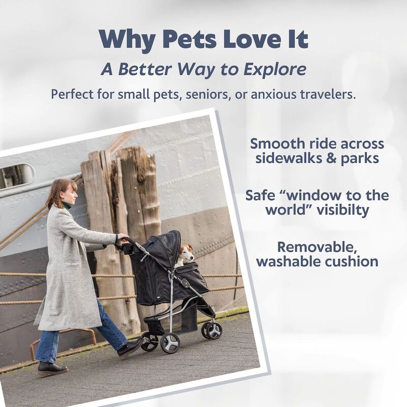 TRIXIE 3-Wheeled Foldable Dog & Cat Stroller with Canopy and Storage Compartments image number 5