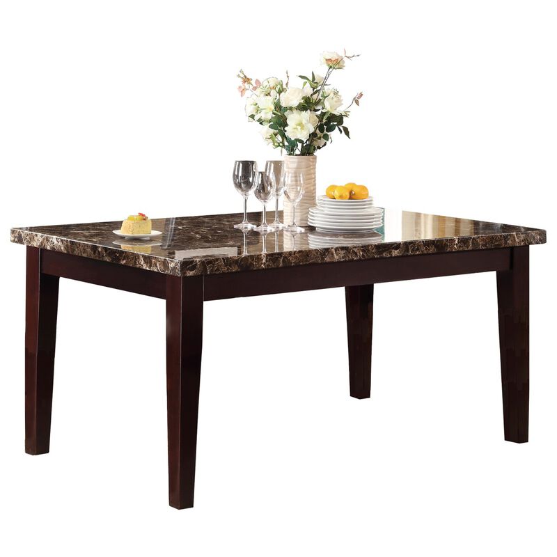 Espresso Finish Casual 1pc Dining Table Faux Marble Top Transitional Dining Room Furniture image number 0