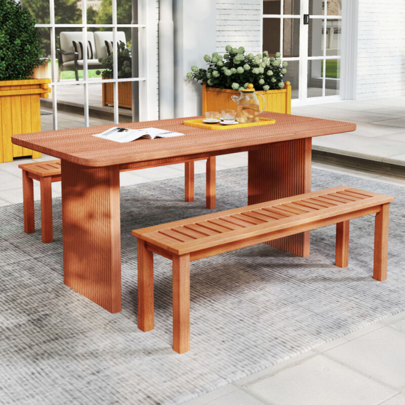 Weather-Resistant Wood Bench &ndash; 2-Person Slatted Seat for Yard or Balcony