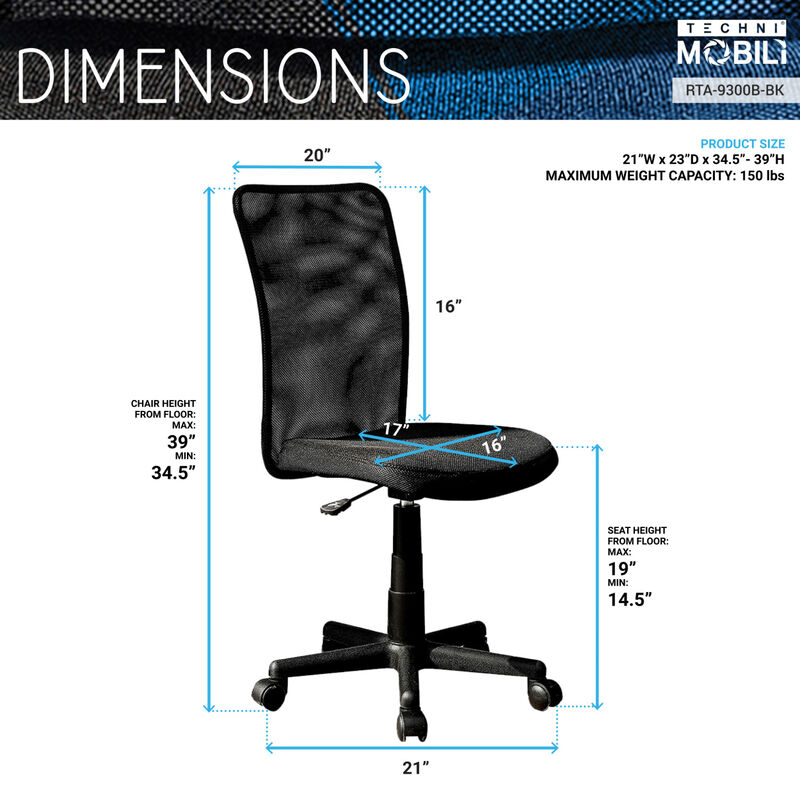 Mesh Task Office Chair, Black image number 2